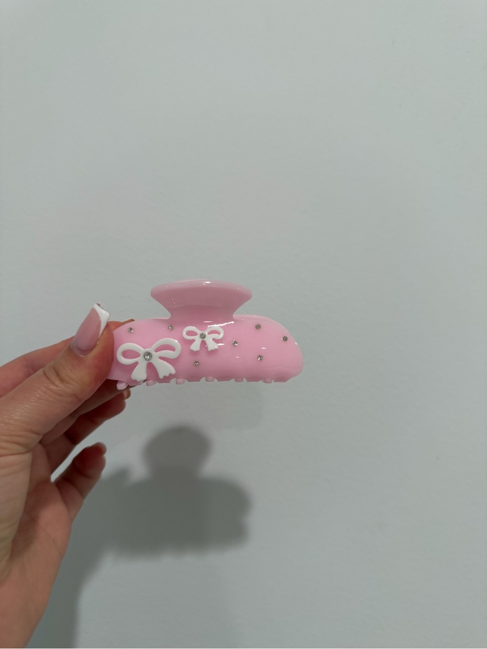 Pink Bow Hair Clip - Cute Decorative Claw